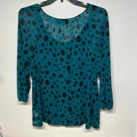 Apt.9 Semi Sheer Blue and Black polka dot - Picture 5 of 8